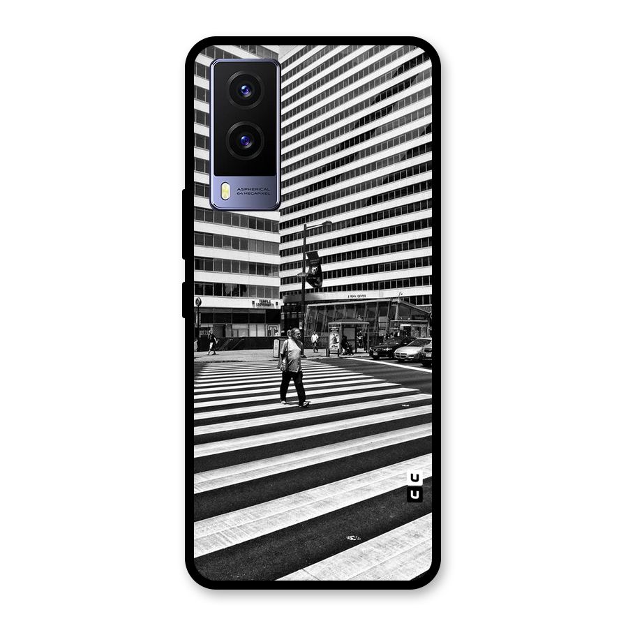 Black White Perspective Glass Back Case for Vivo V21e 5G
