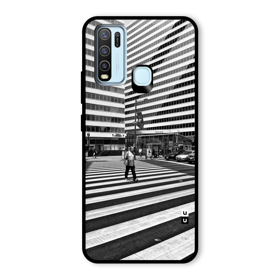 Black White Perspective Glass Back Case for Vivo Y30