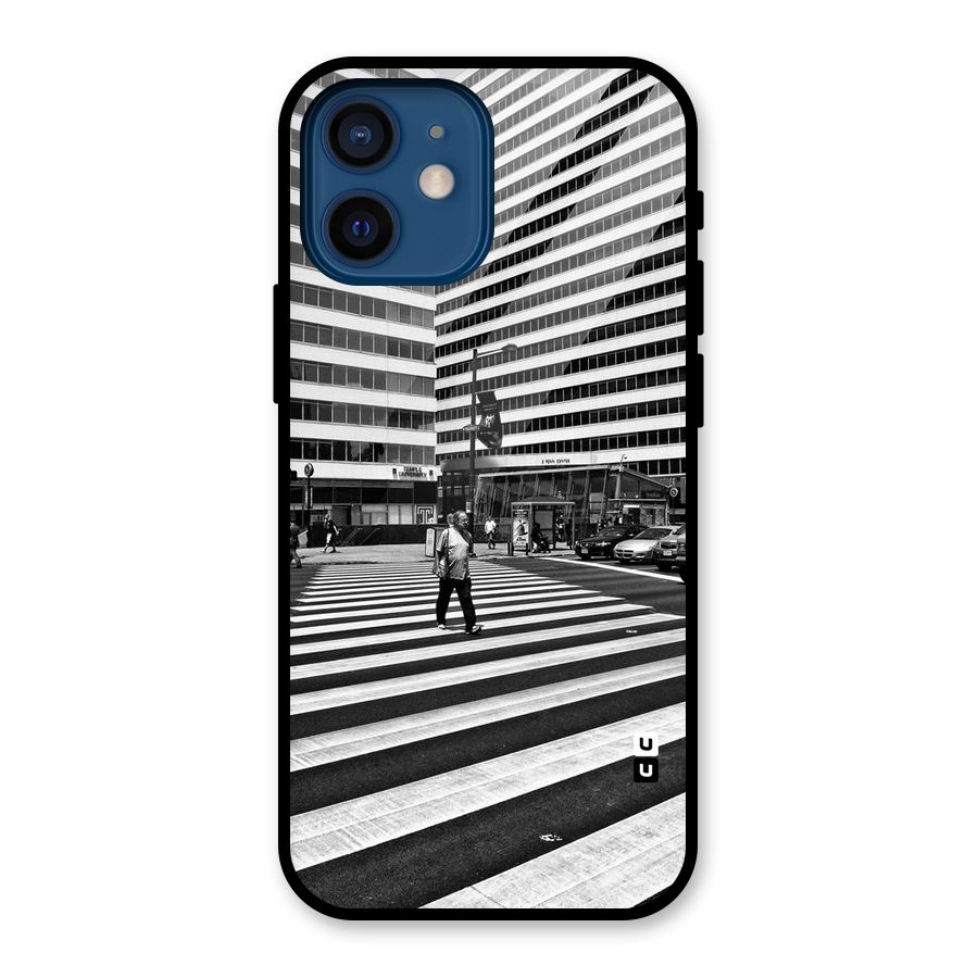 Black White Perspective Glass Back Case for iPhone 12 Mini