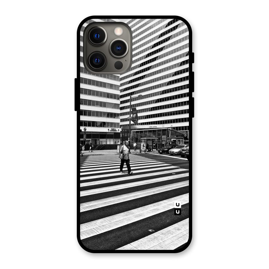 Black White Perspective Glass Back Case for iPhone 12 Pro Max