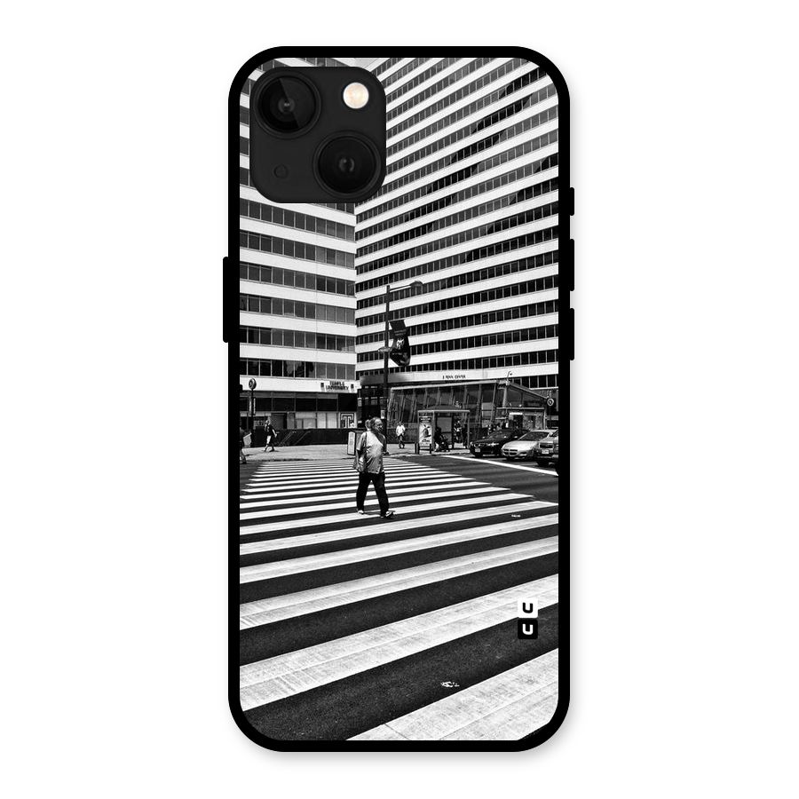 Black White Perspective Glass Back Case for iPhone 13
