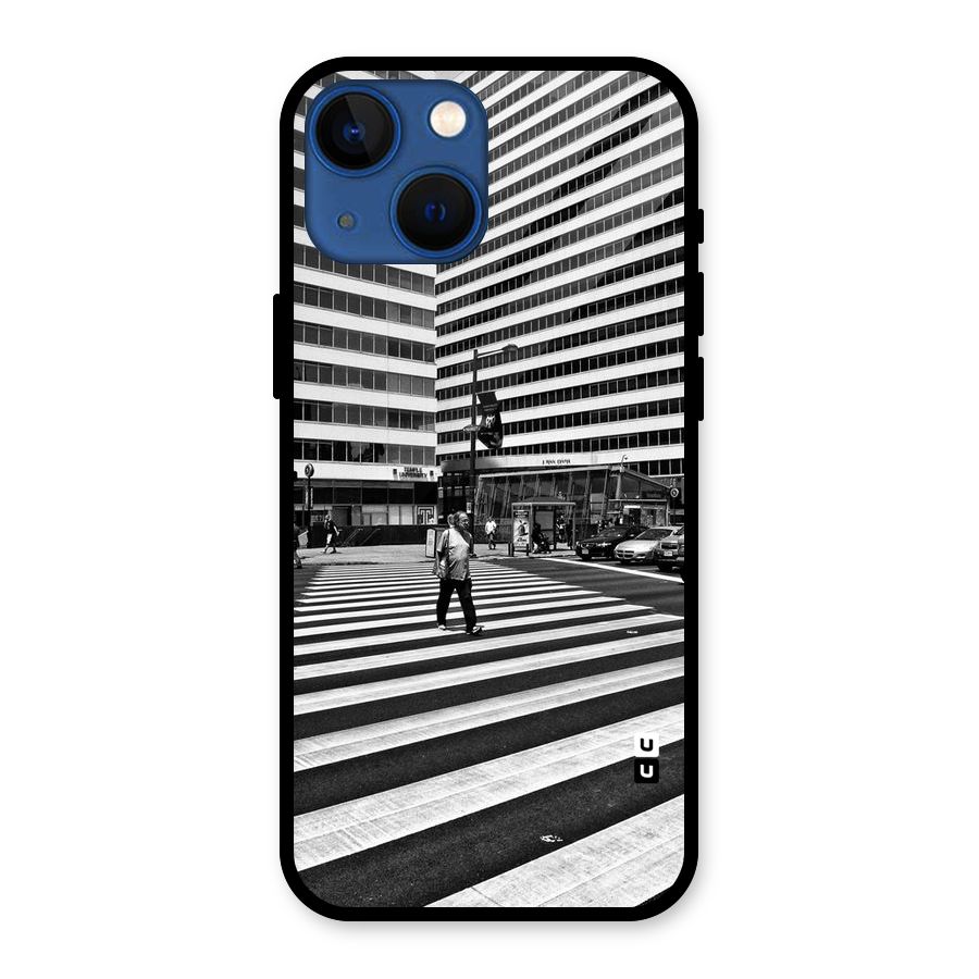 Black White Perspective Glass Back Case for iPhone 13 Mini