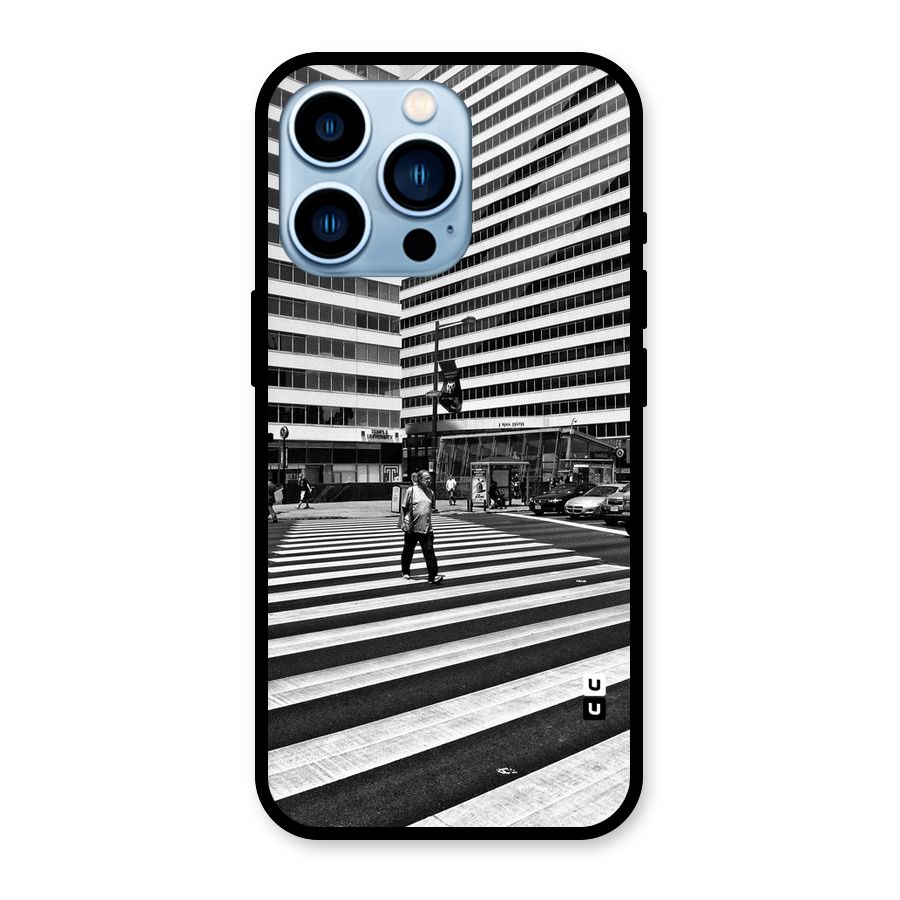 Black White Perspective Glass Back Case for iPhone 13 Pro