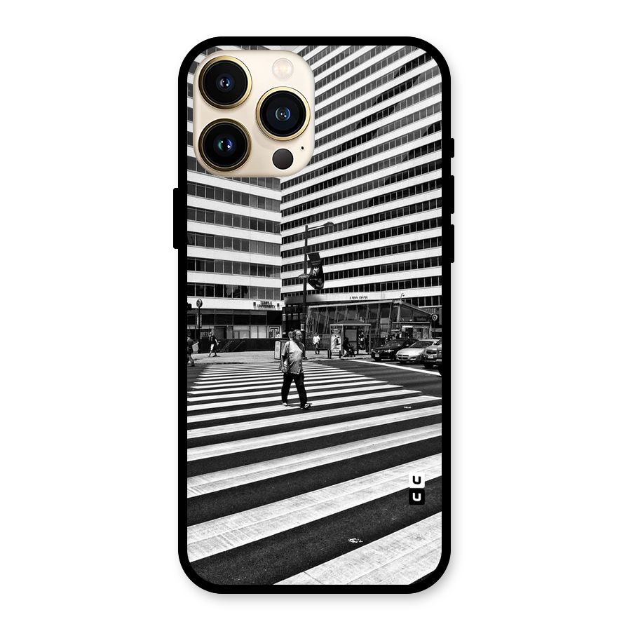 Black White Perspective Glass Back Case for iPhone 13 Pro Max