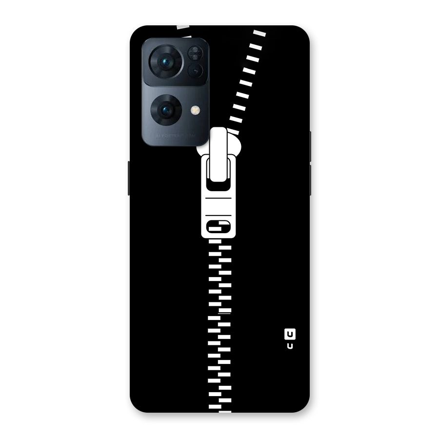 Black Zipper Back Case for Oppo Reno7 Pro 5G