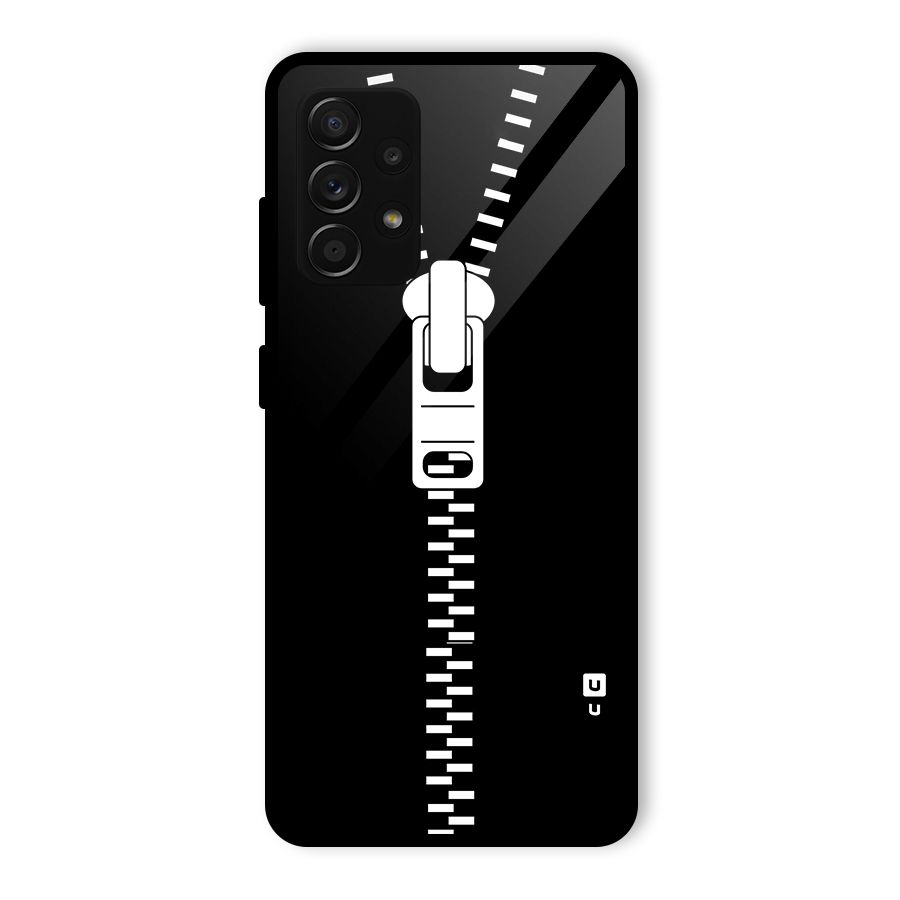 Black Zipper Glass Back Case for Galaxy A53 5G