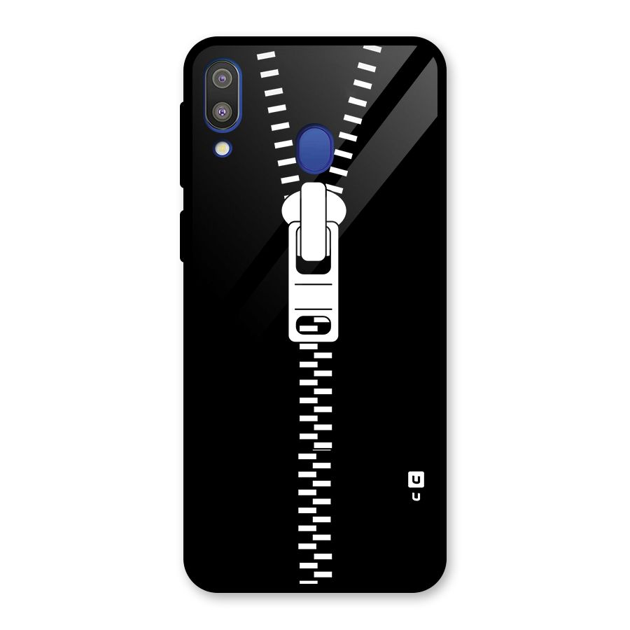 Black Zipper Glass Back Case for Galaxy M20