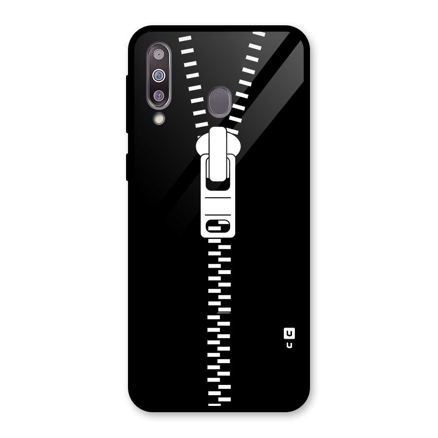 Black Zipper Glass Back Case for Galaxy M30