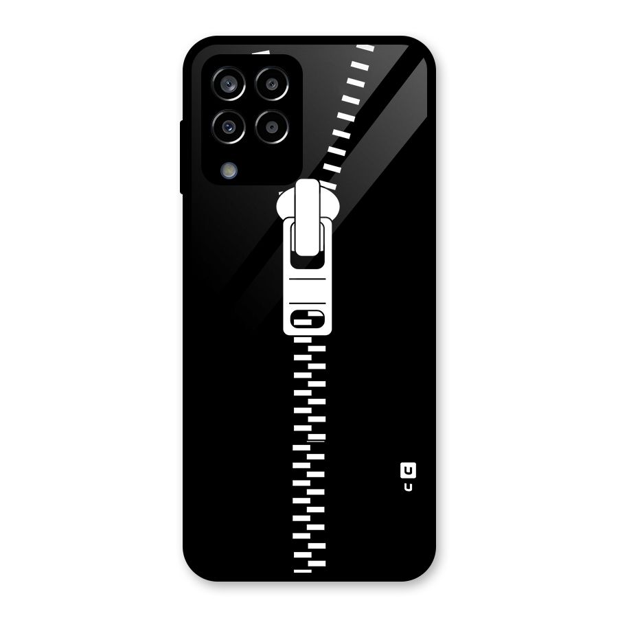 Black Zipper Glass Back Case for Galaxy M33
