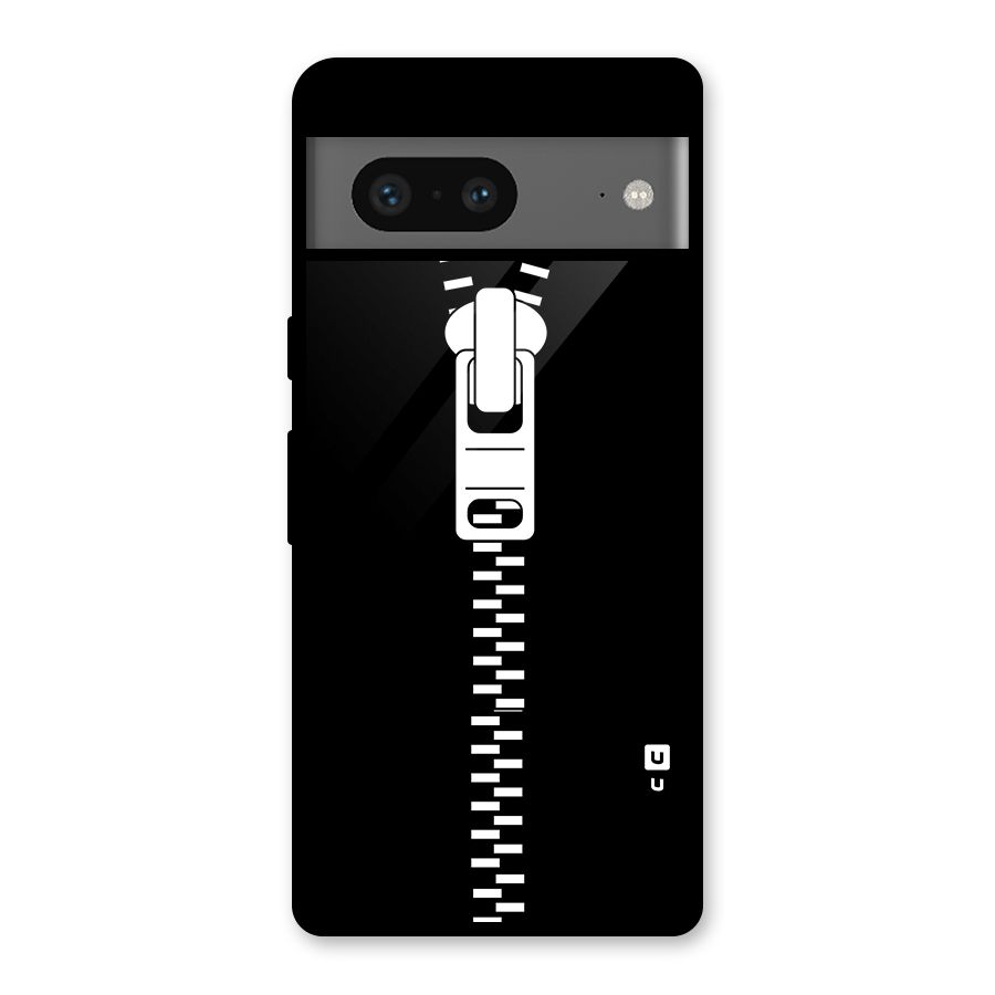 Black Zipper Glass Back Case for Google Pixel 7