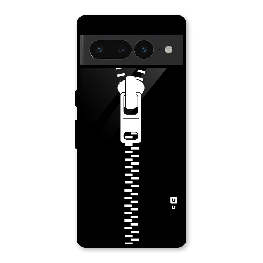 Black Zipper Glass Back Case for Google Pixel 7 Pro