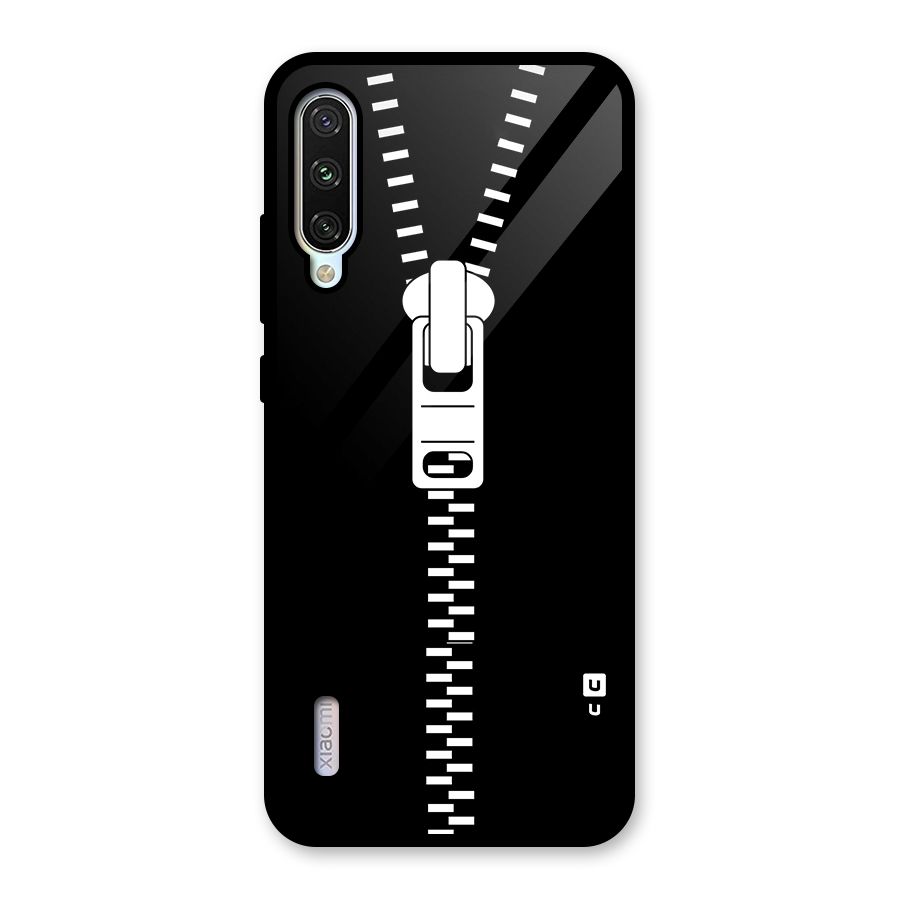 Black Zipper Glass Back Case for Mi A3