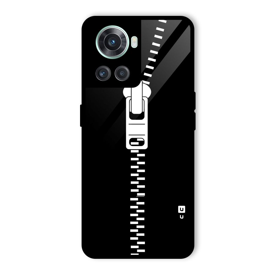 Black Zipper Glass Back Case for OnePlus 10R