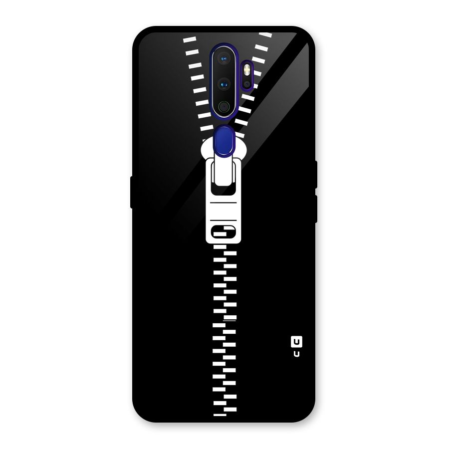Black Zipper Glass Back Case for Oppo A9 (2020)