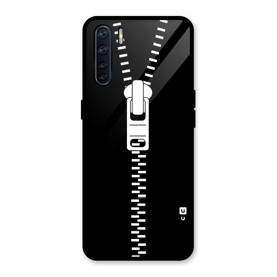 Black Zipper Glass Back Case for Oppo F15