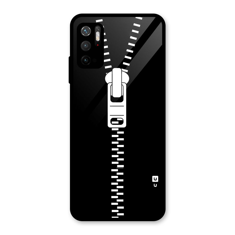 Black Zipper Glass Back Case for Poco M3 Pro 5G