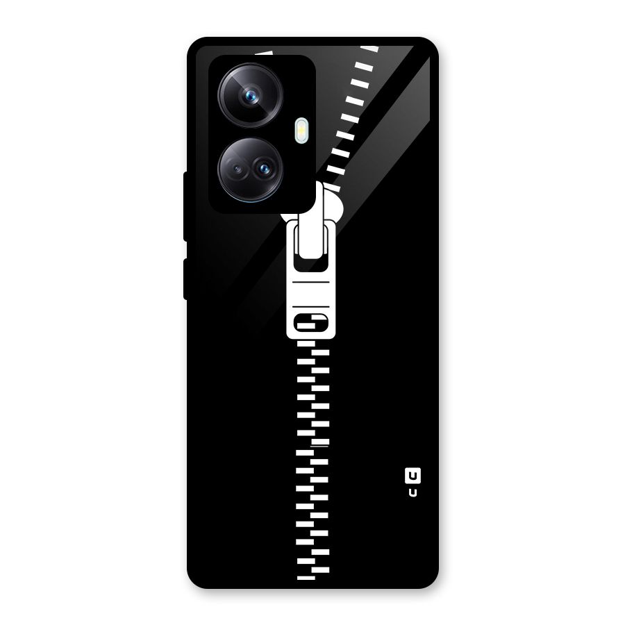 Black Zipper Glass Back Case for Realme 10 Pro Plus