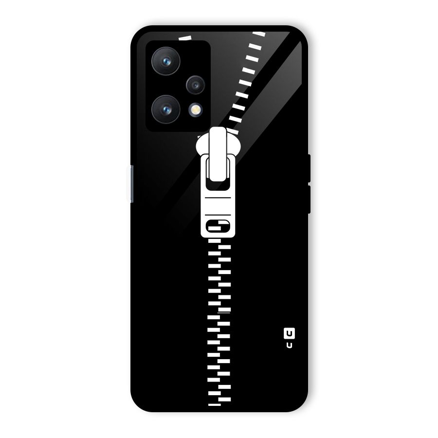 Black Zipper Glass Back Case for Realme 9 Pro 5G