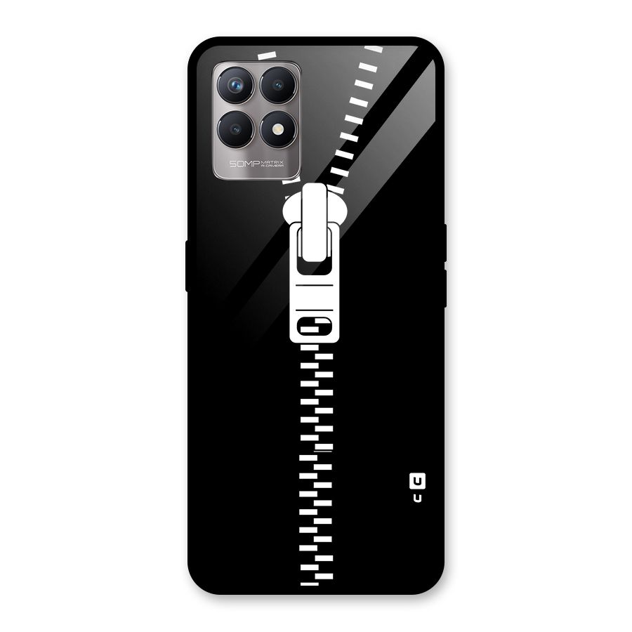 Black Zipper Glass Back Case for Realme Narzo 50