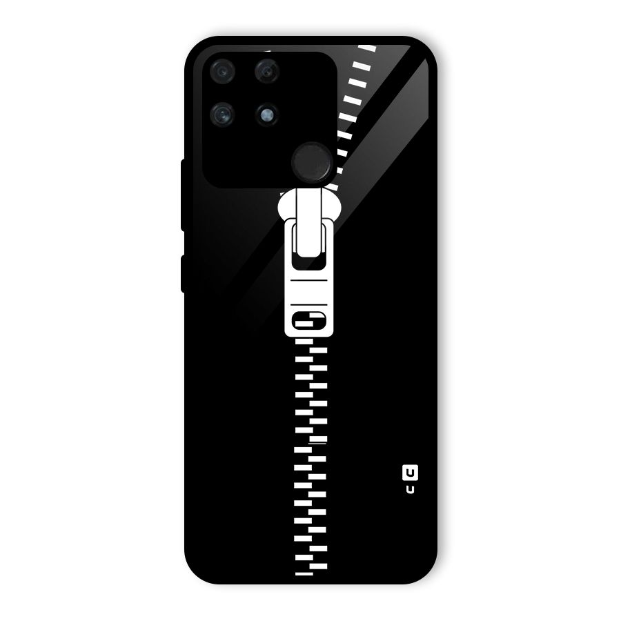 Black Zipper Glass Back Case for Realme Narzo 50A