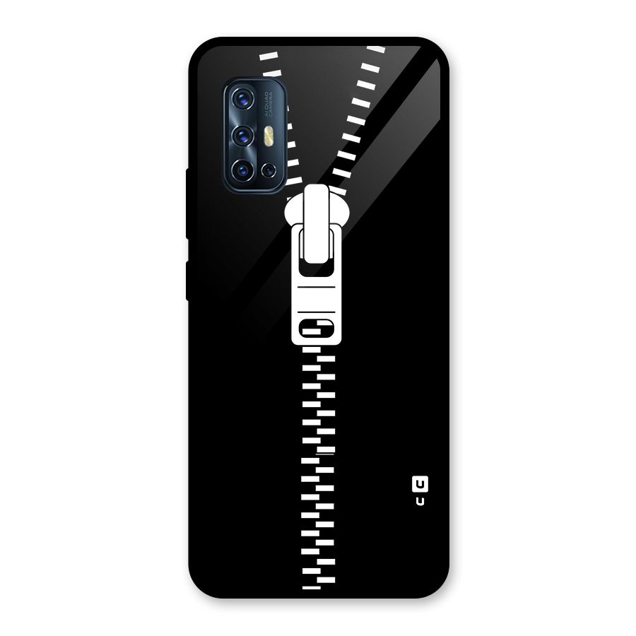 Black Zipper Glass Back Case for Vivo V17