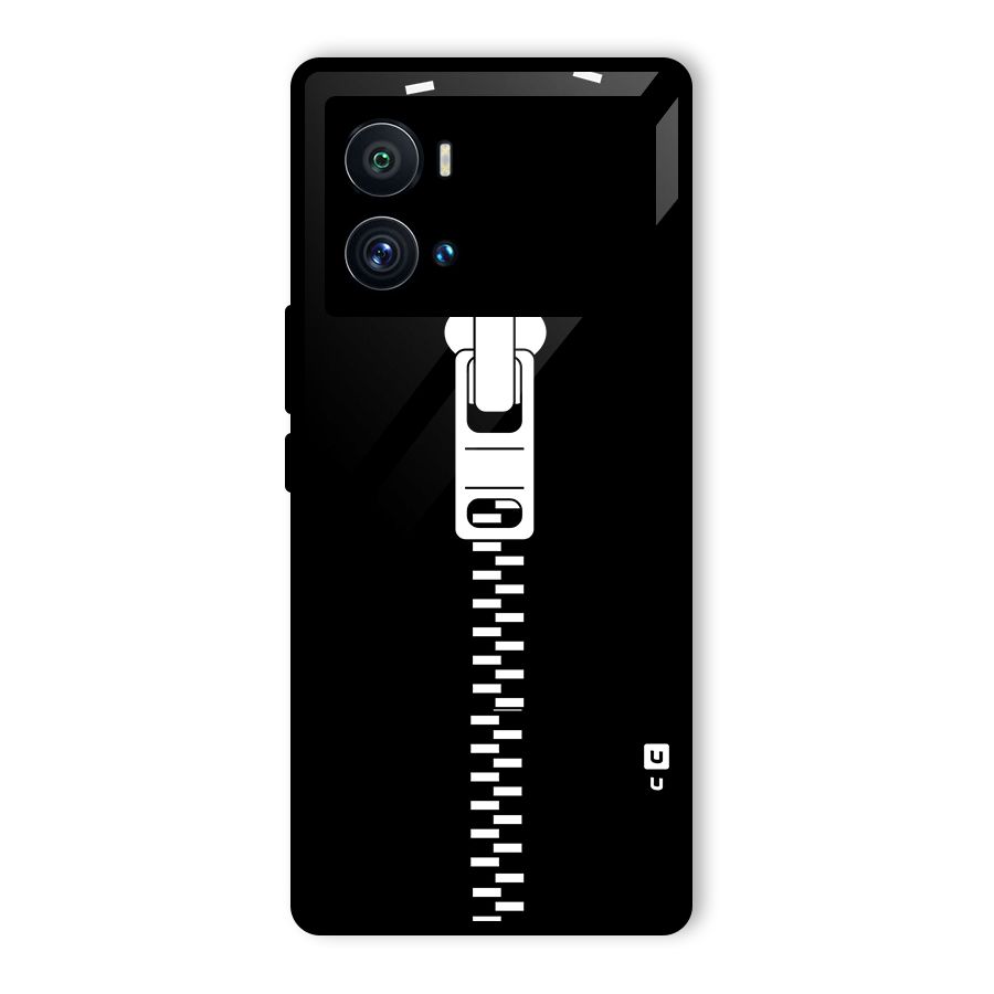 Black Zipper Glass Back Case for Vivo iQOO 9 Pro