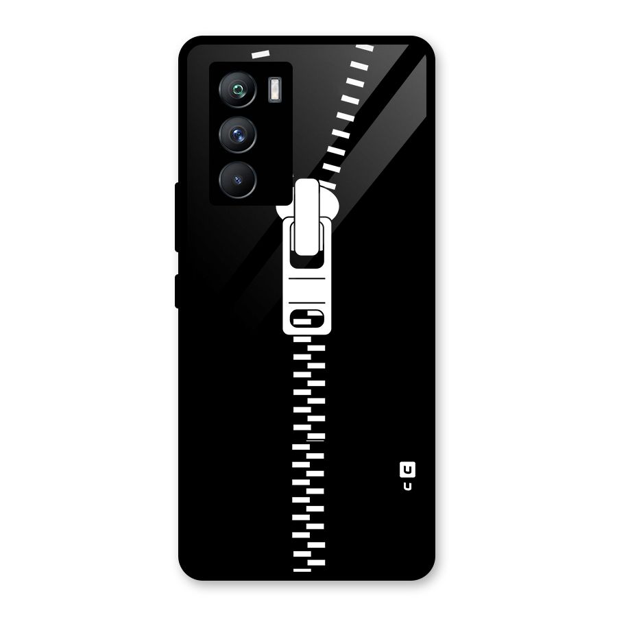Black Zipper Glass Back Case for Vivo iQOO 9 SE
