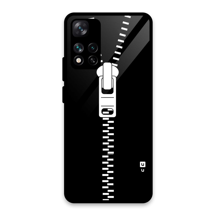 Black Zipper Glass Back Case for Xiaomi 11i HyperCharge 5G