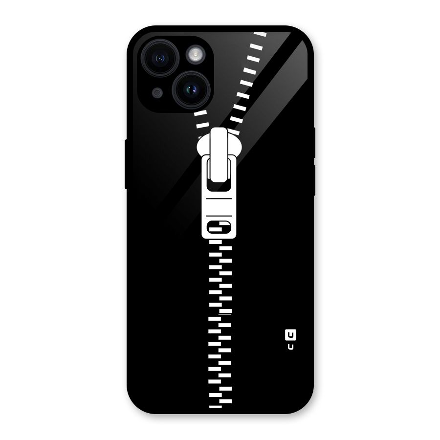 Black Zipper Glass Back Case for iPhone 14