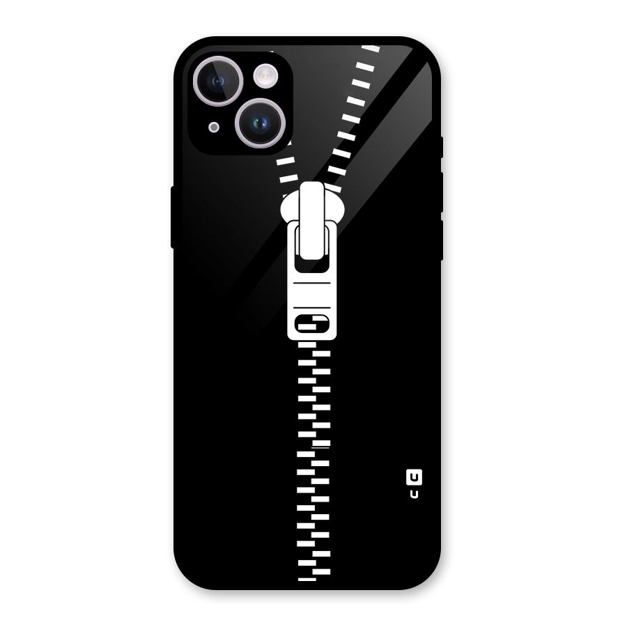 Black Zipper Glass Back Case for iPhone 14 Plus