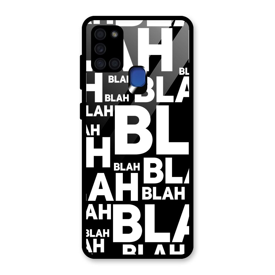 Blah Blah Pattern Glass Back Case for Galaxy A21s