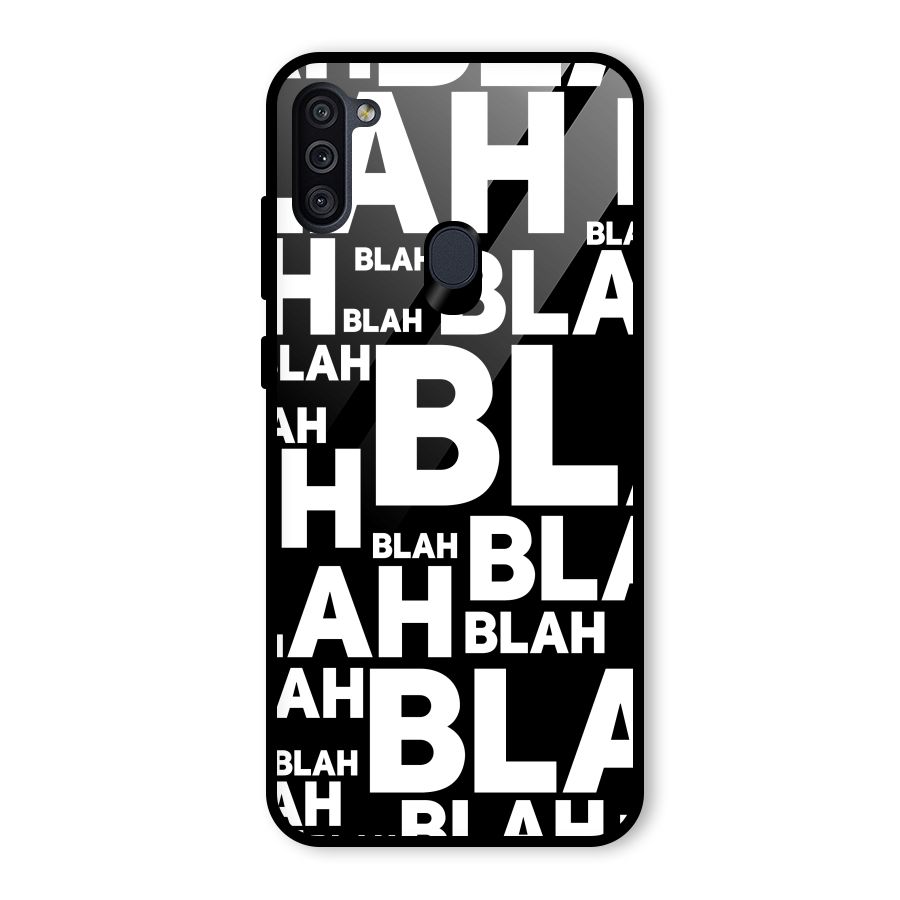 Blah Blah Pattern Glass Back Case for Galaxy M11