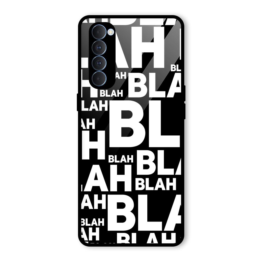 Blah Blah Pattern Glass Back Case for Oppo Reno4 Pro