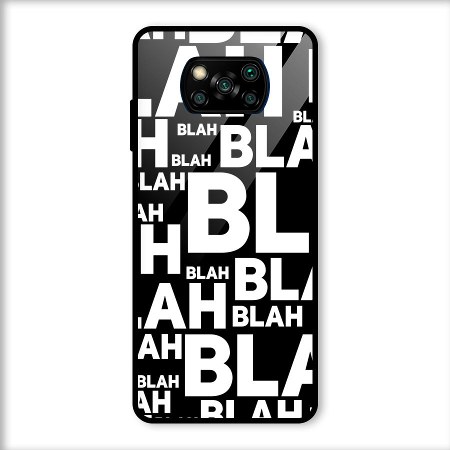 Blah Blah Pattern Glass Back Case for Poco X3