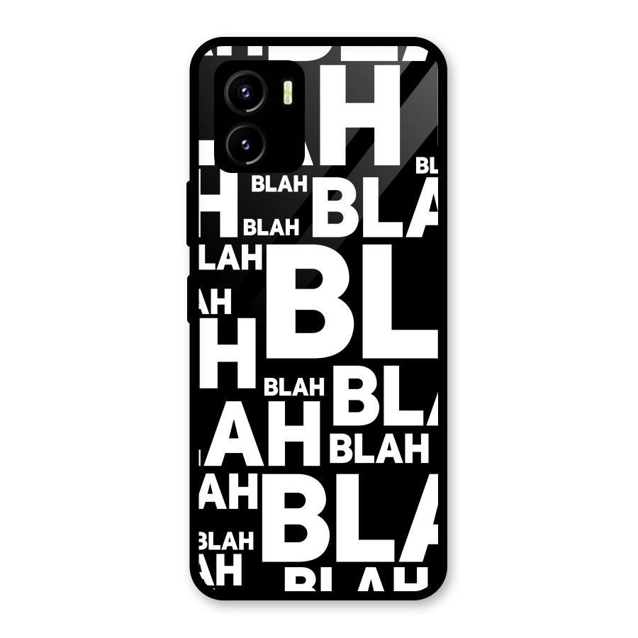 Blah Blah Pattern Glass Back Case for Vivo Y15s
