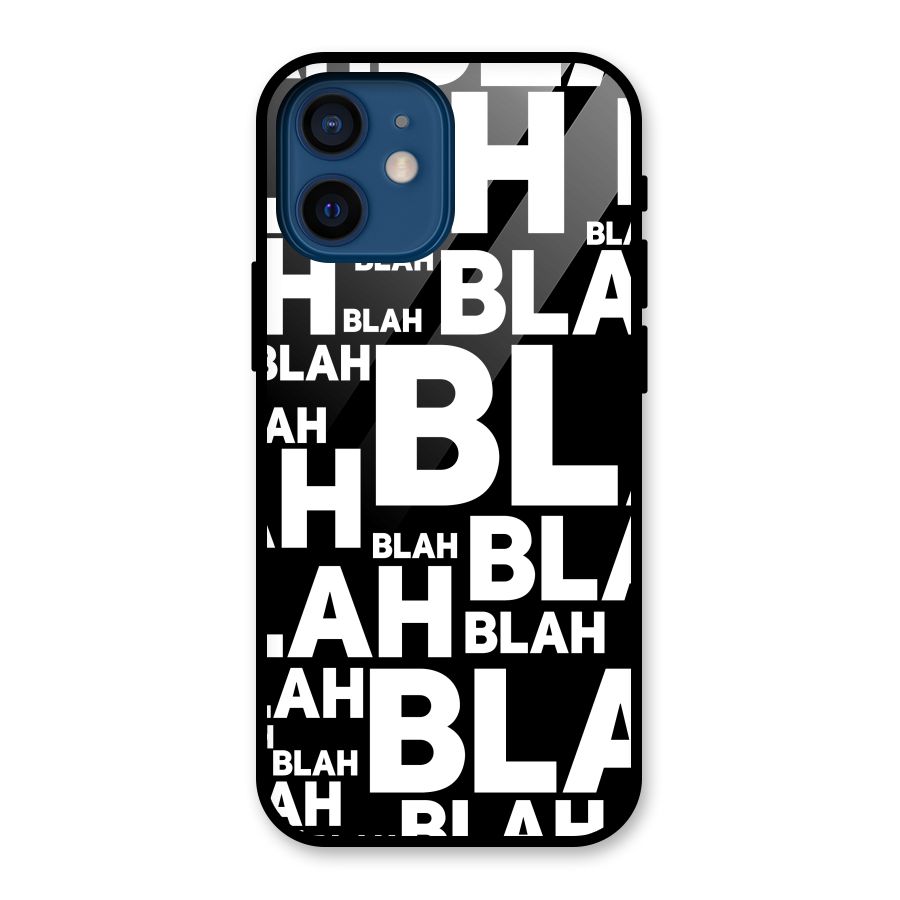 Blah Blah Pattern Glass Back Case for iPhone 12 Mini