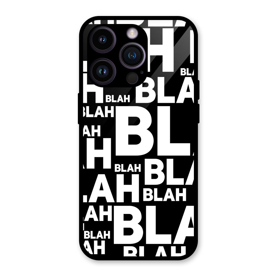 Blah Blah Pattern Glass Back Case for iPhone 14 Pro