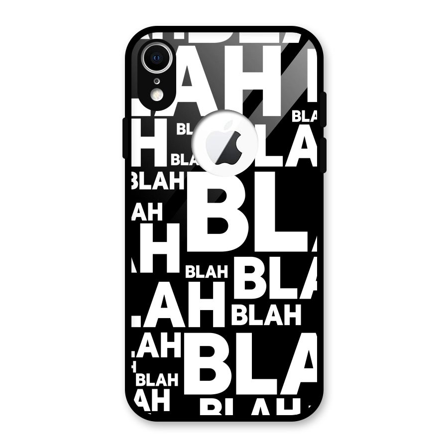 Blah Blah Pattern Glass Back Case for iPhone XR Logo Cut