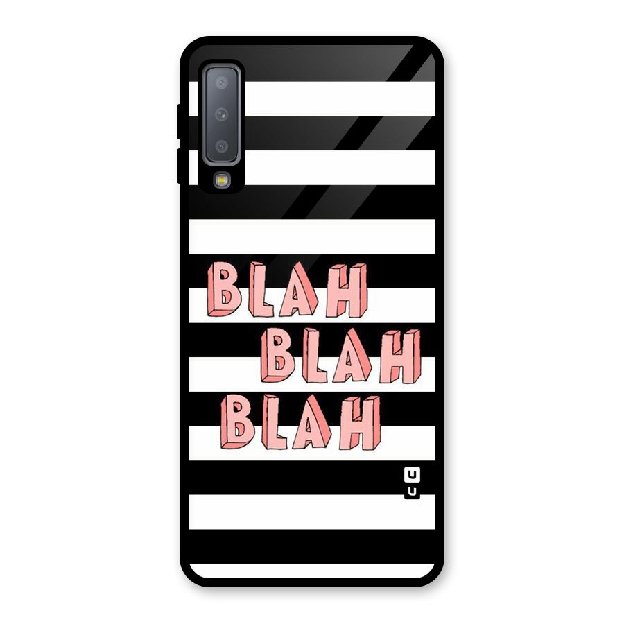 Blah Bold Stripes Glass Back Case for Galaxy A7 (2018)
