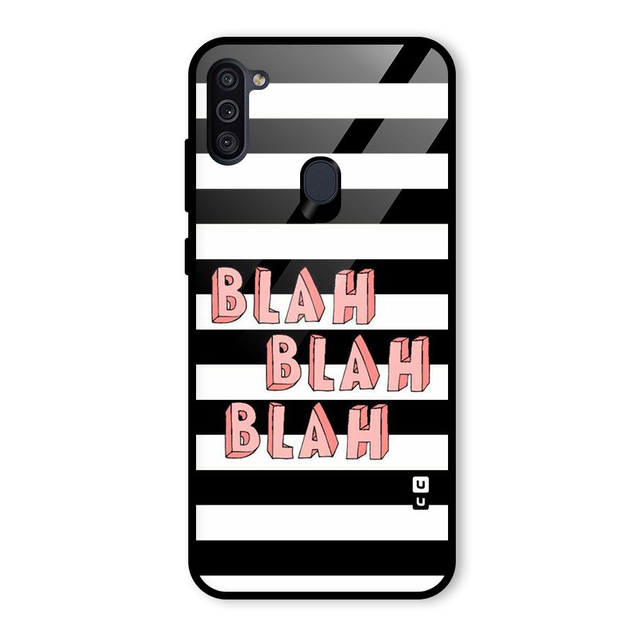 Blah Bold Stripes Glass Back Case for Galaxy M11
