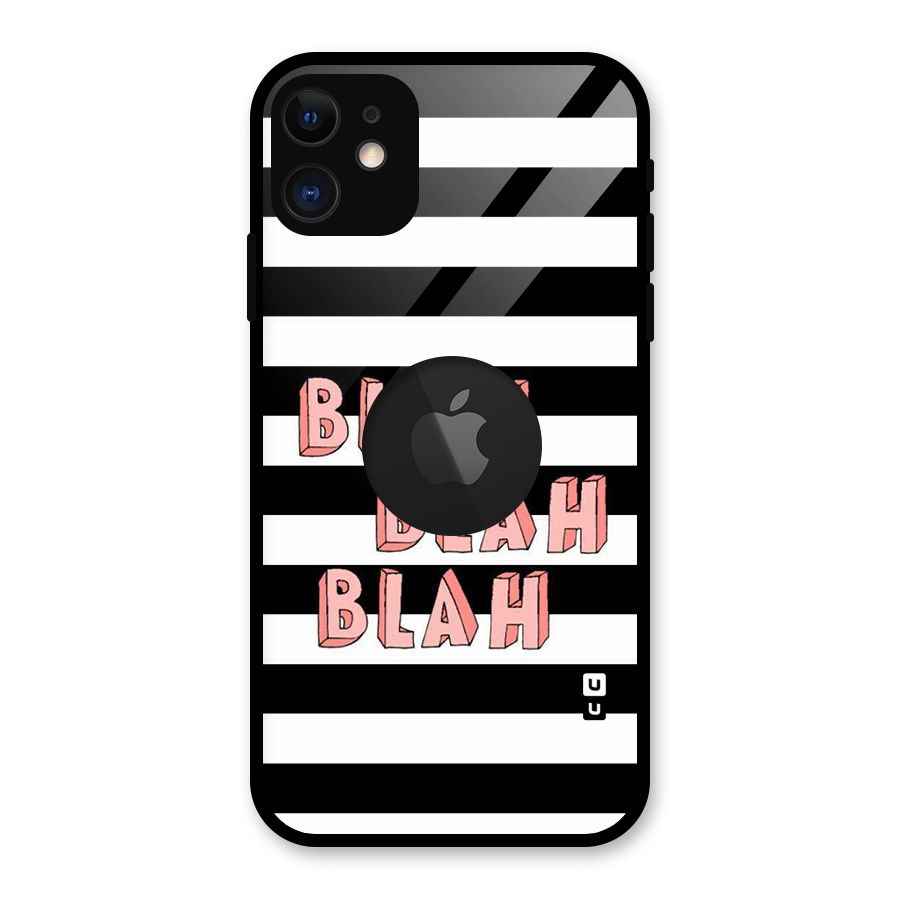 Blah Bold Stripes Glass Back Case for iPhone 11 Logo Cut