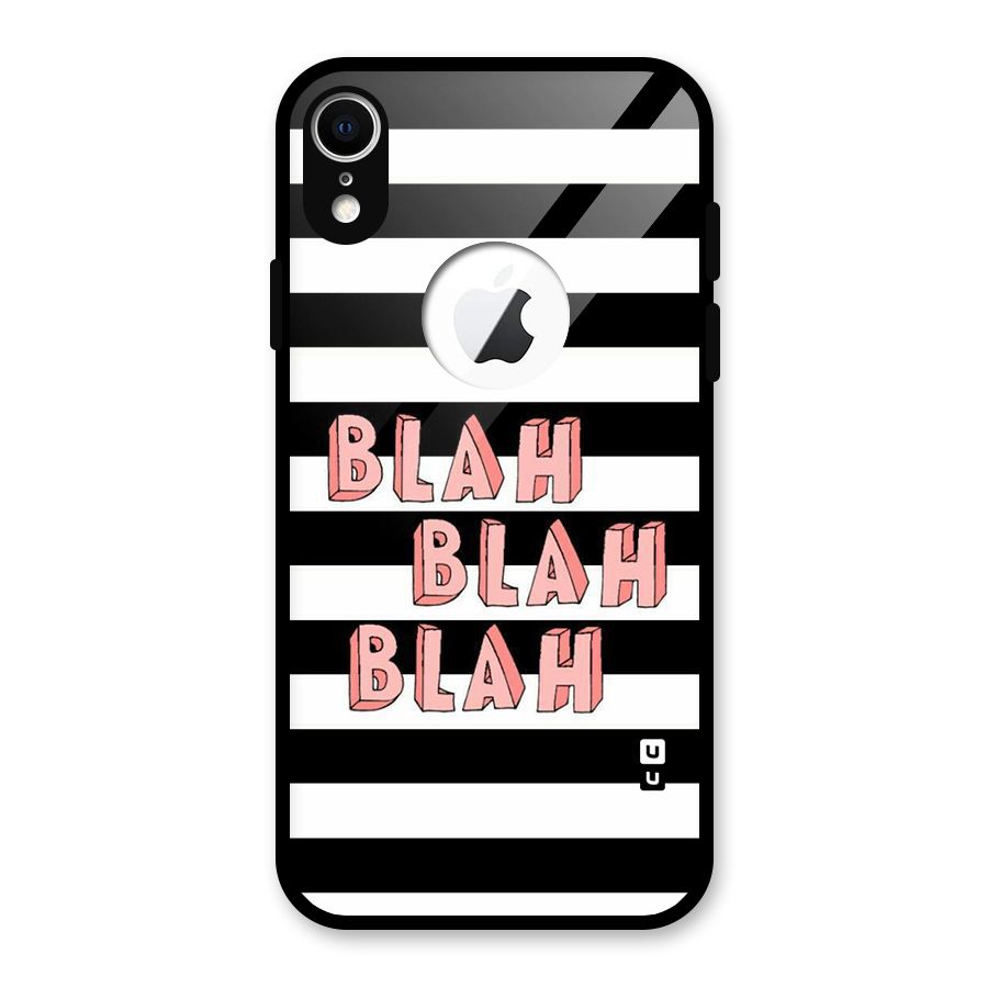 Blah Bold Stripes Glass Back Case for iPhone XR Logo Cut