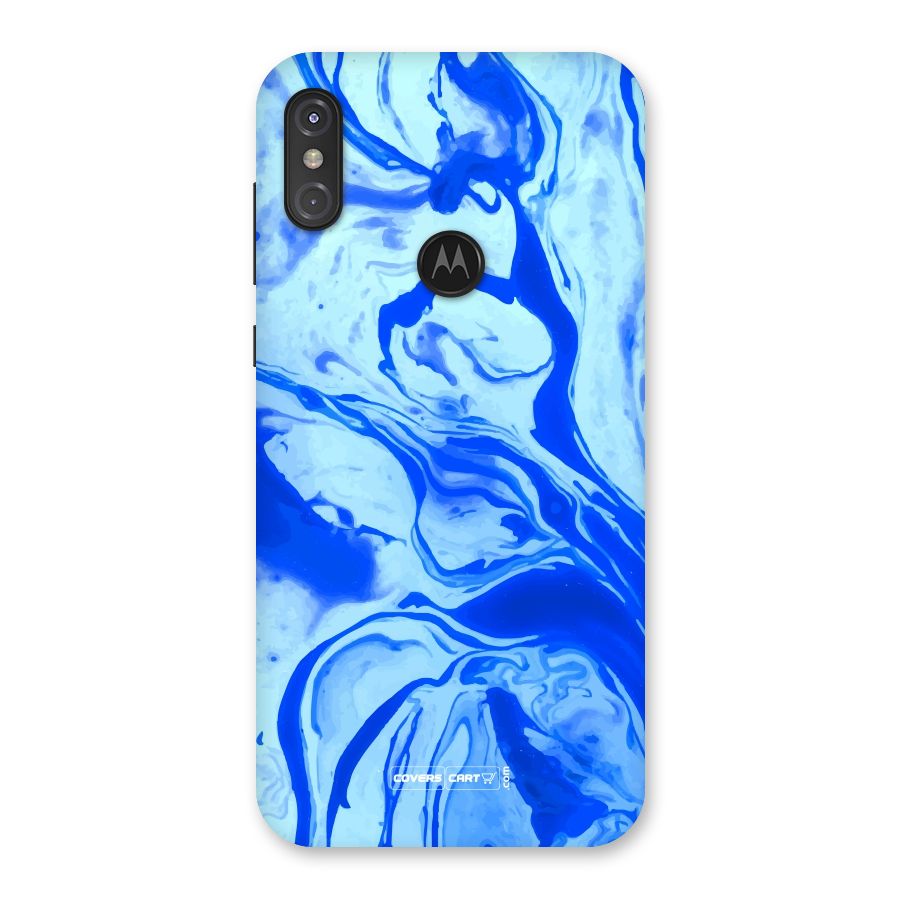 Blaze Blue Marble Texture Back Case for Motorola One Power