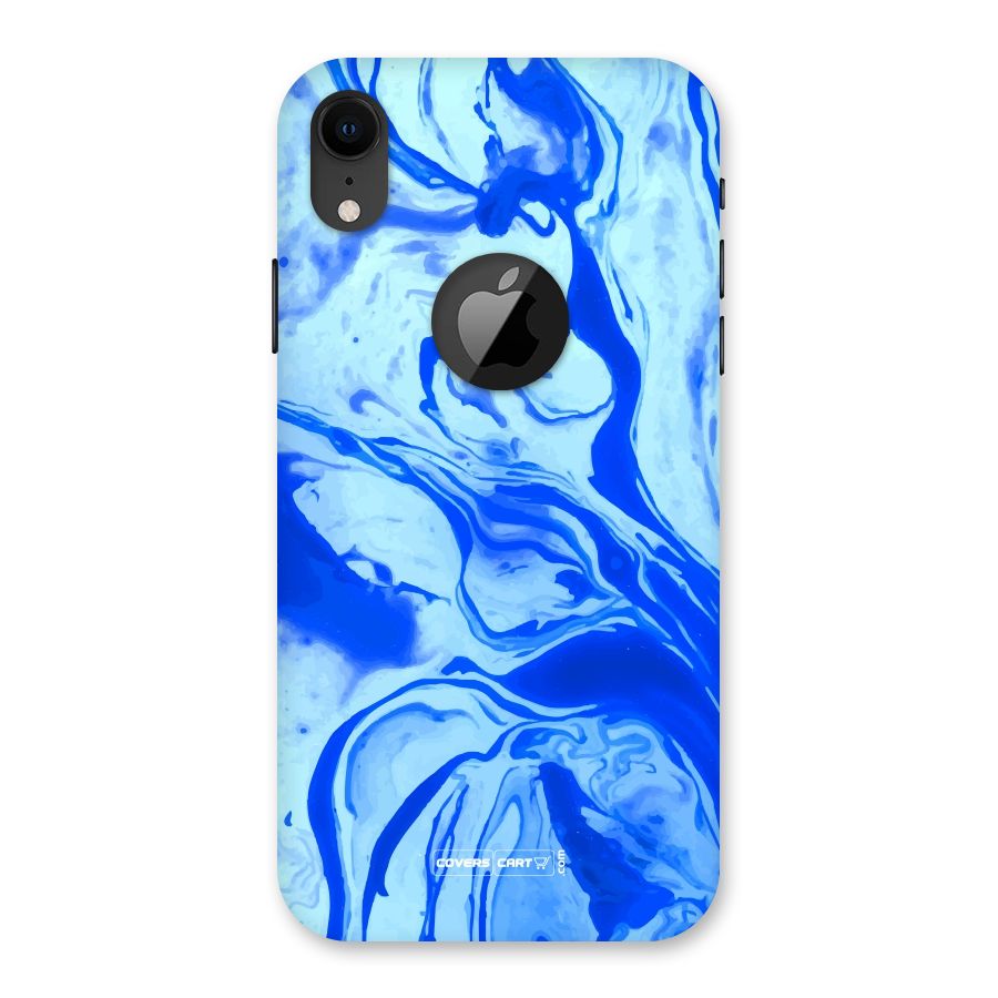 Blaze Blue Marble Texture Back Case for iPhone XR Logo Cut