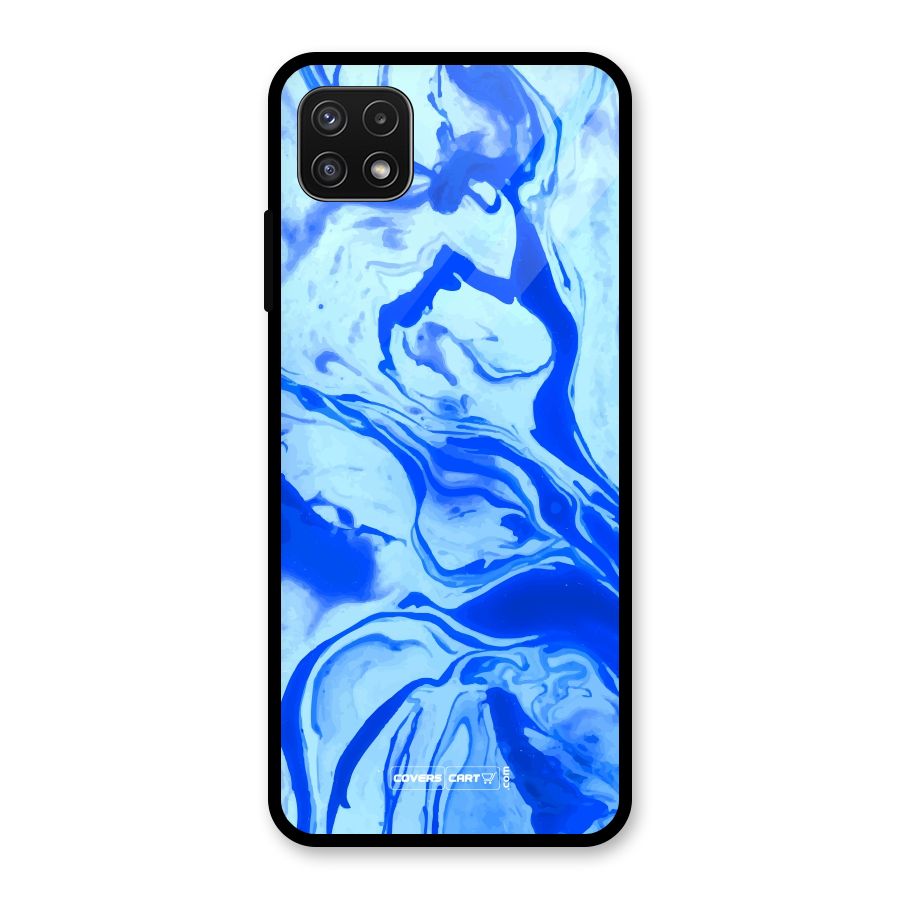 Blaze Blue Marble Texture Glass Back Case for Galaxy A22 5G
