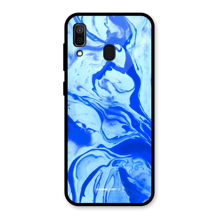 Blaze Blue Marble Texture Glass Back Case for Galaxy A30