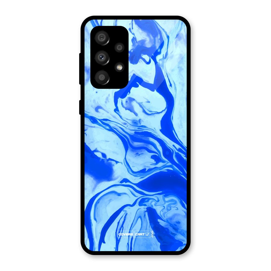 Blaze Blue Marble Texture Glass Back Case for Galaxy A32