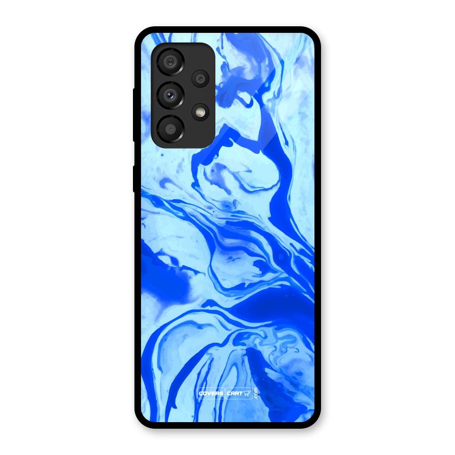 Blaze Blue Marble Texture Glass Back Case for Galaxy A33 5G