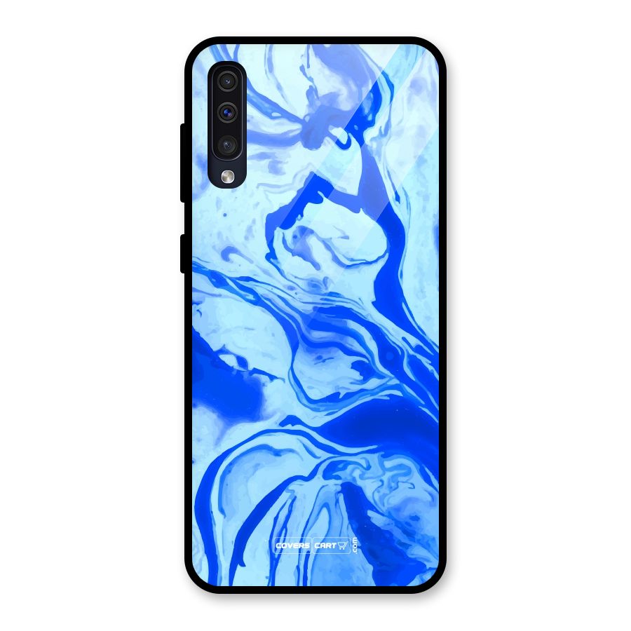 Blaze Blue Marble Texture Glass Back Case for Galaxy A50s