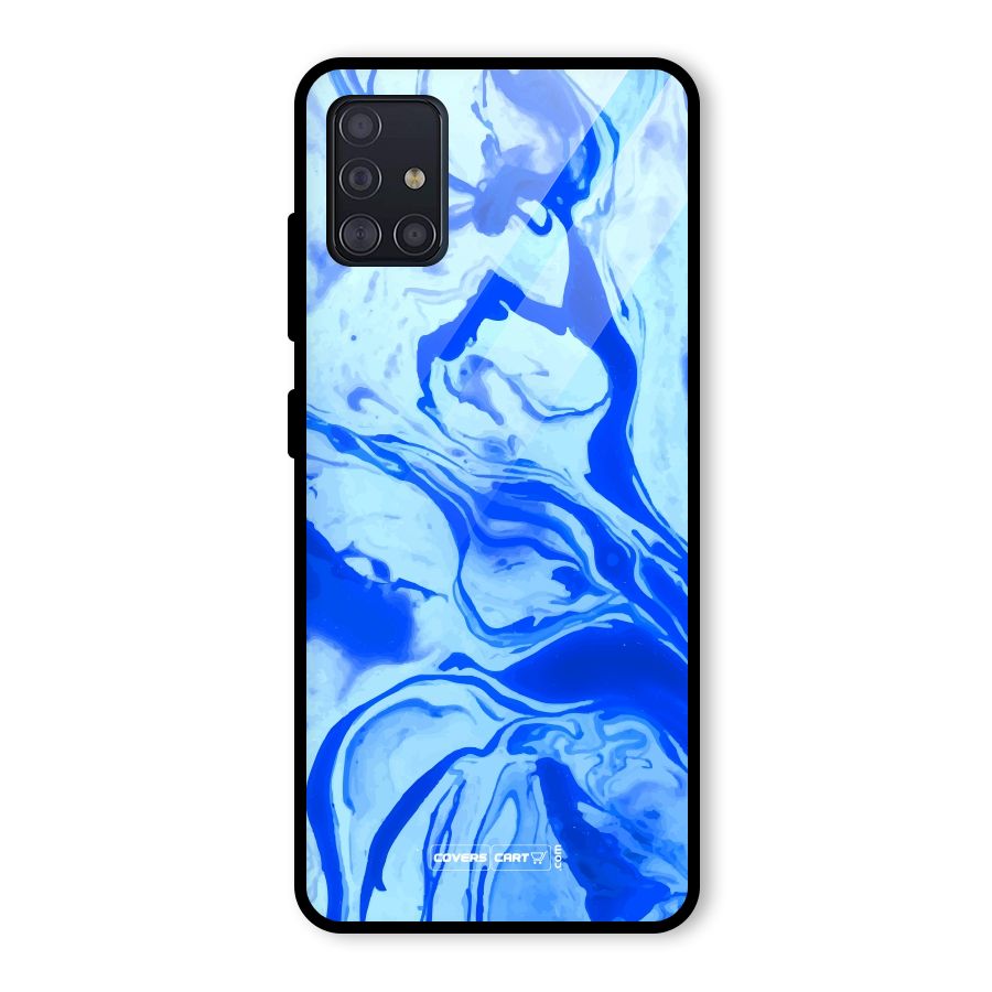 Blaze Blue Marble Texture Glass Back Case for Galaxy A51